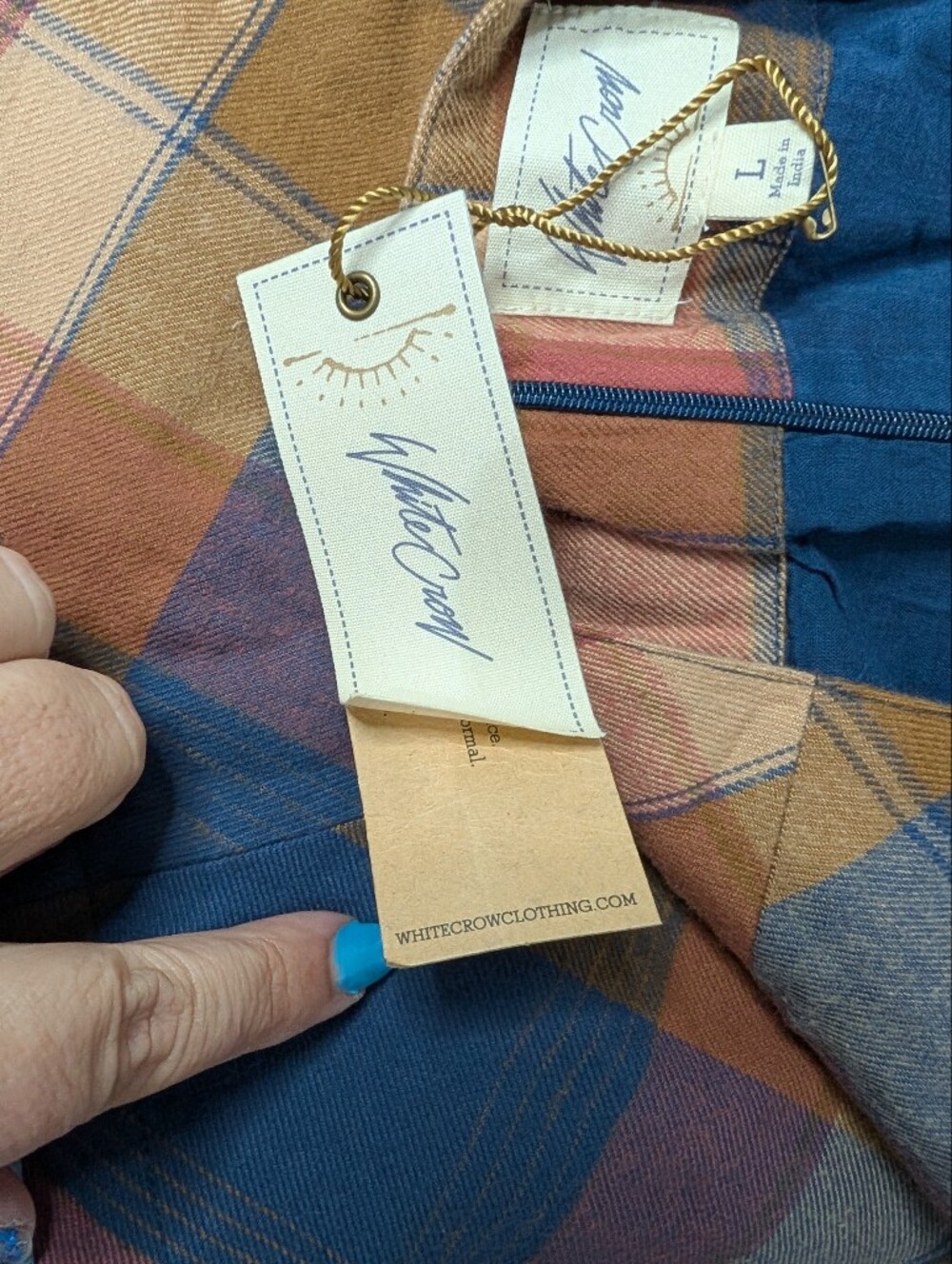 Plaid A-Line Skirt in Navy & Rust - Women Skirt - Picture 5 of 8